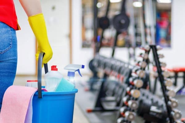 person about to clean a gym